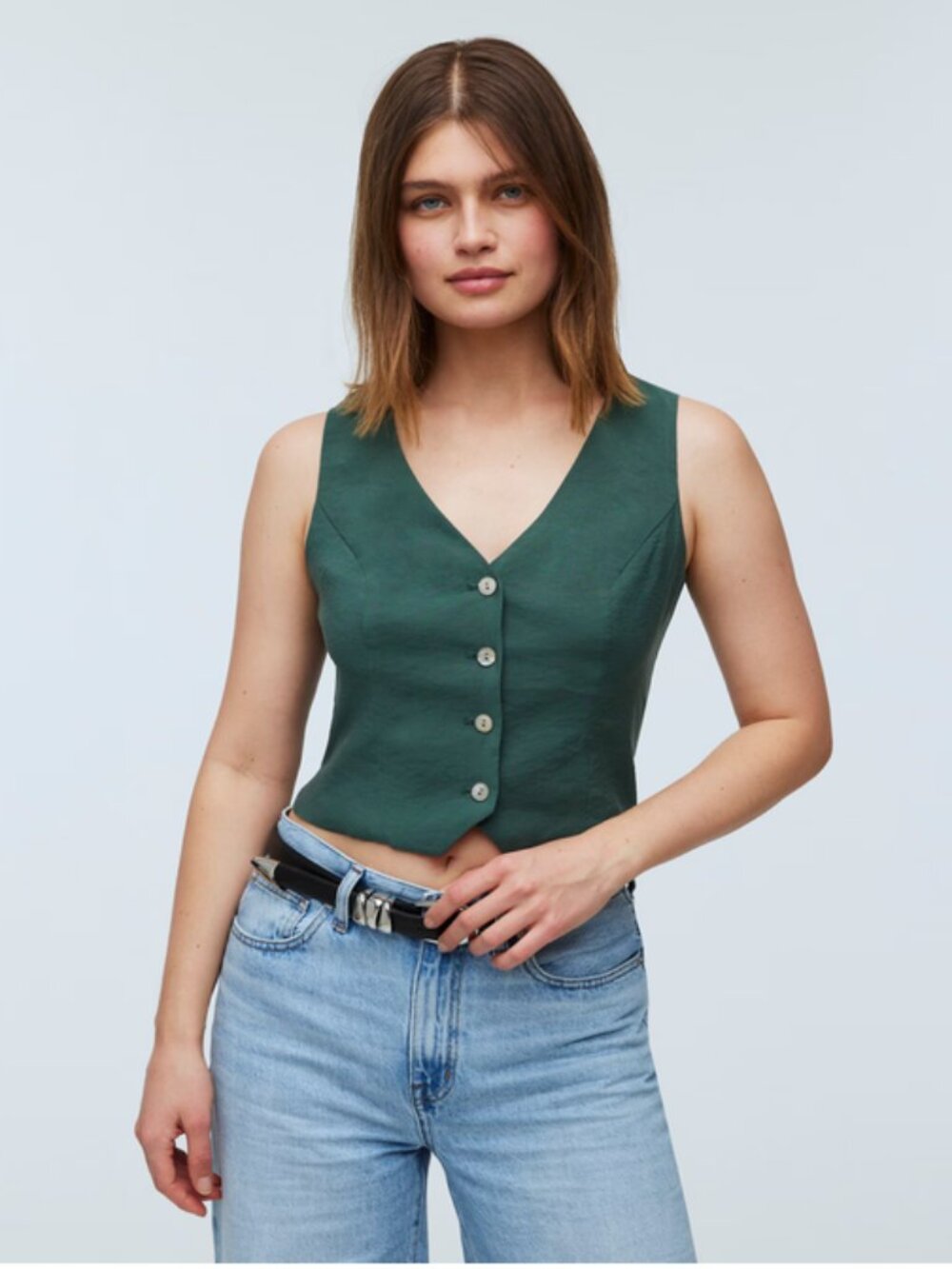 Madewell Katrina Crop Vest Top in Softdrape NWT in Old Spruce